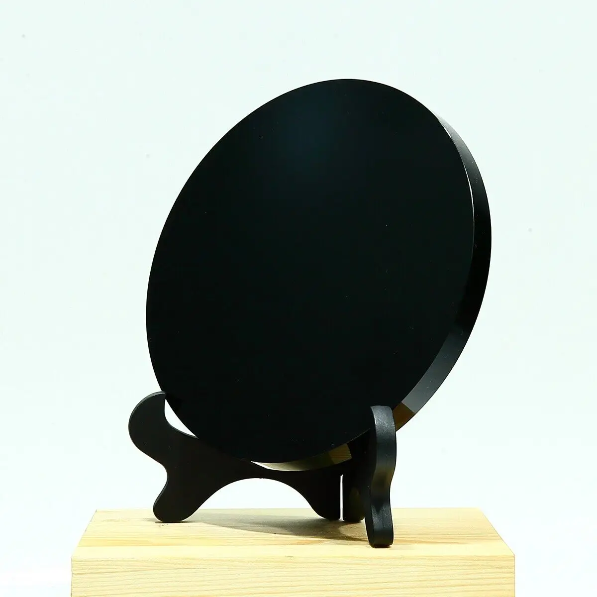 Natural Obsidian Mirror Stone Disc Tezcatlipoca Mexico Aztec Maya Mexican 1pcs image 4