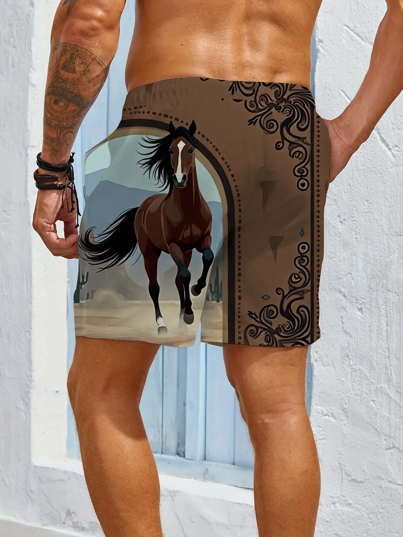 1pcs Men's Short swim trunks2026 Summer 3D Printed Short sleeve Pants Quick drying Breathable Polyester running