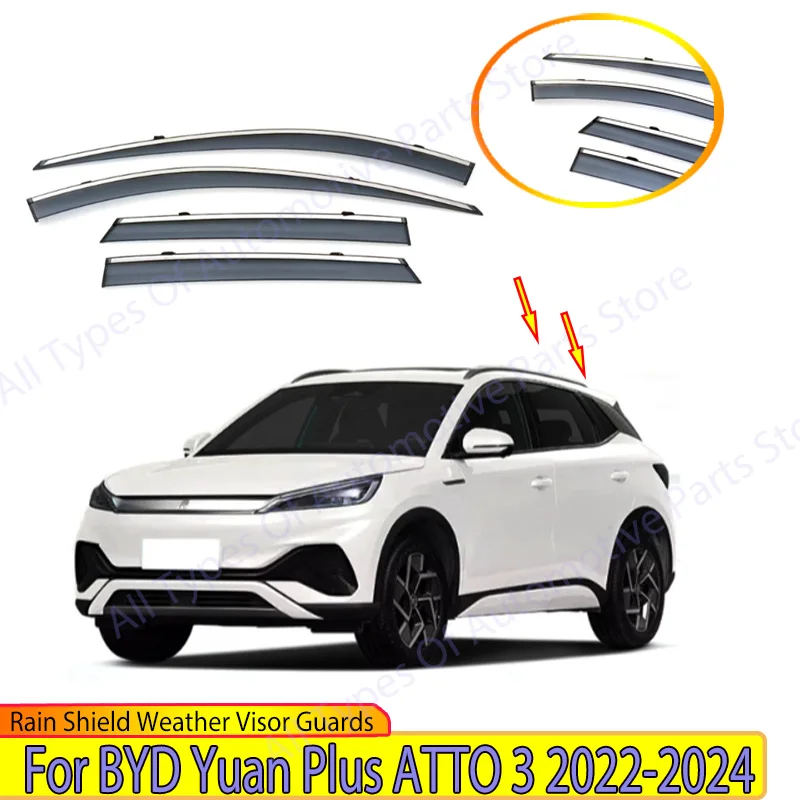 

Rain Shield Weather Visor Guards for BYD Yuan Plus ATTO 3 2022 2023 2024 Car Rain Guards Body Kit Tuning Door Vent Shields
