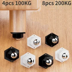 1--8pcs Furniture Casters Wheels Heavy Duty Universal Wheel 360° Rotation Stainless Steel Strong Self Adhesive Casters Wheels