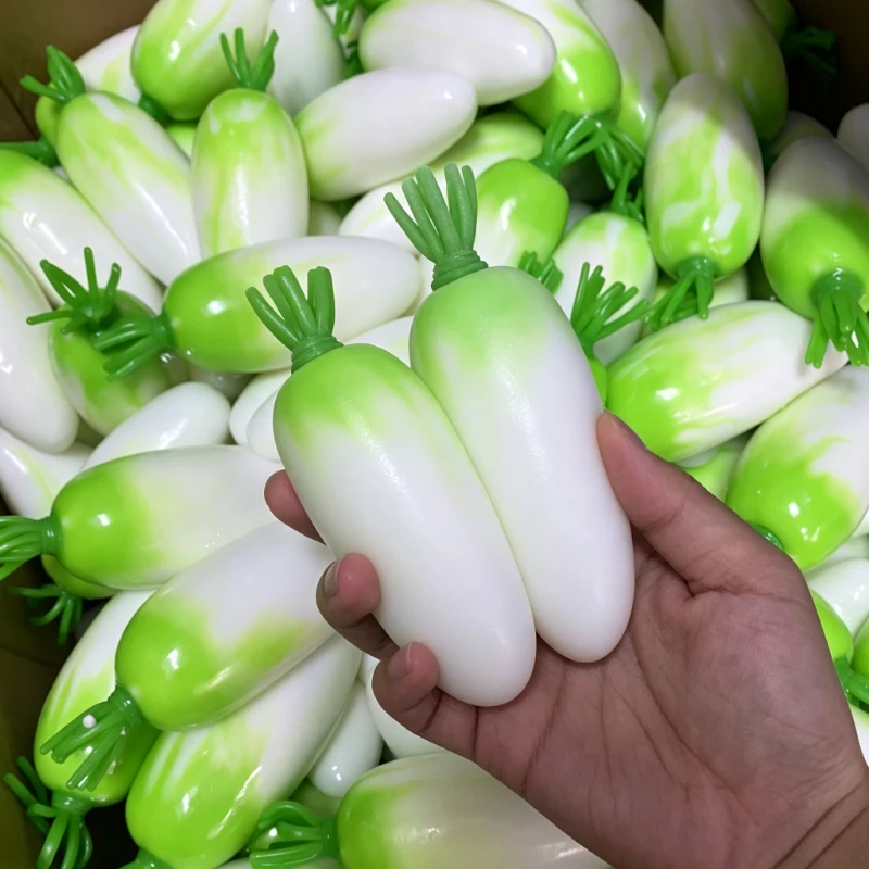 Crunchy White Radish Mooli Squishy Fidget Toy Soft Simulation Vegetable Squeeze Sensory Toy Stress Relief Anti-Anxiety Toy ﻿ image 6