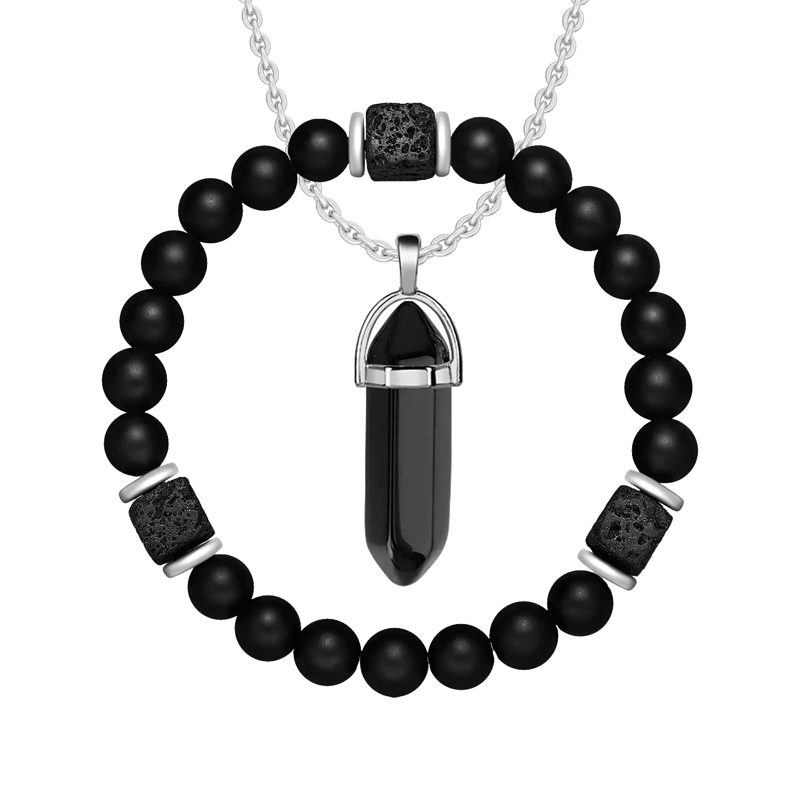 Magnetic Bracelets & Necklace Set for Couples