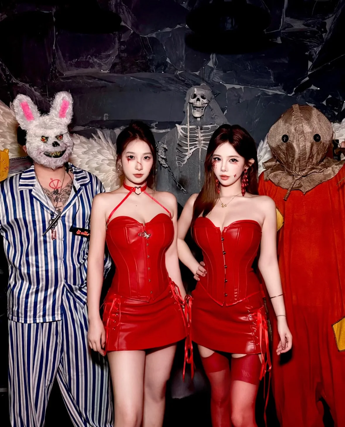 Sexy f Gonna ort Gonna Set Ecopelle Vita un Top Bot Rosso Hot Girl Cosplay loween Faion Ensemble da donna