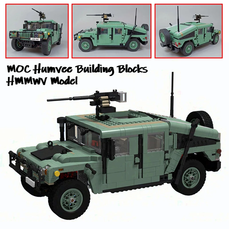 NEW MOC Humvee Building Blocks Model HMMWV High-Mobility Multipurpose 4-Wheeled Independent Suspension Vehicle DIY Bricks Toys