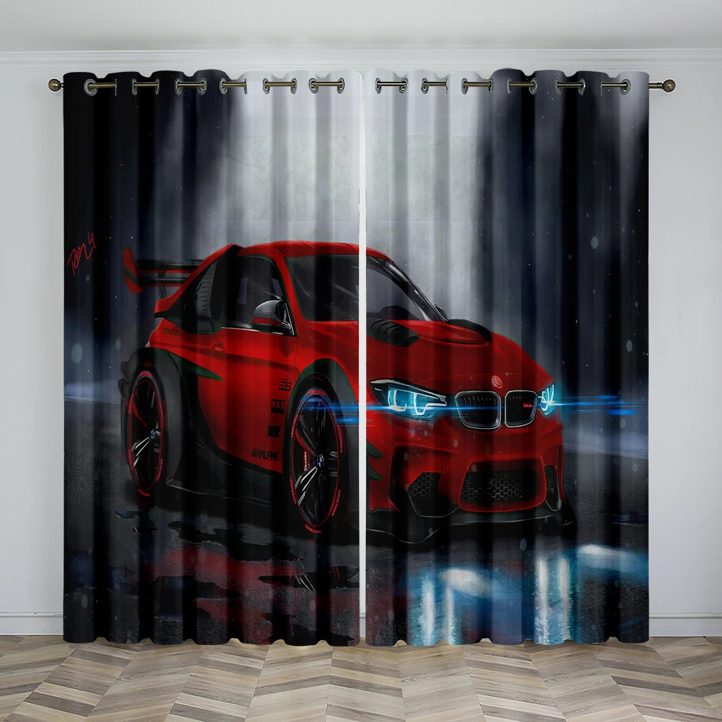 

2panels Anime Start Racing Car Window Curtain 240x270cm 3D Print Semi-Blackout Curtains Living Room Bedroom Decor Child Kids