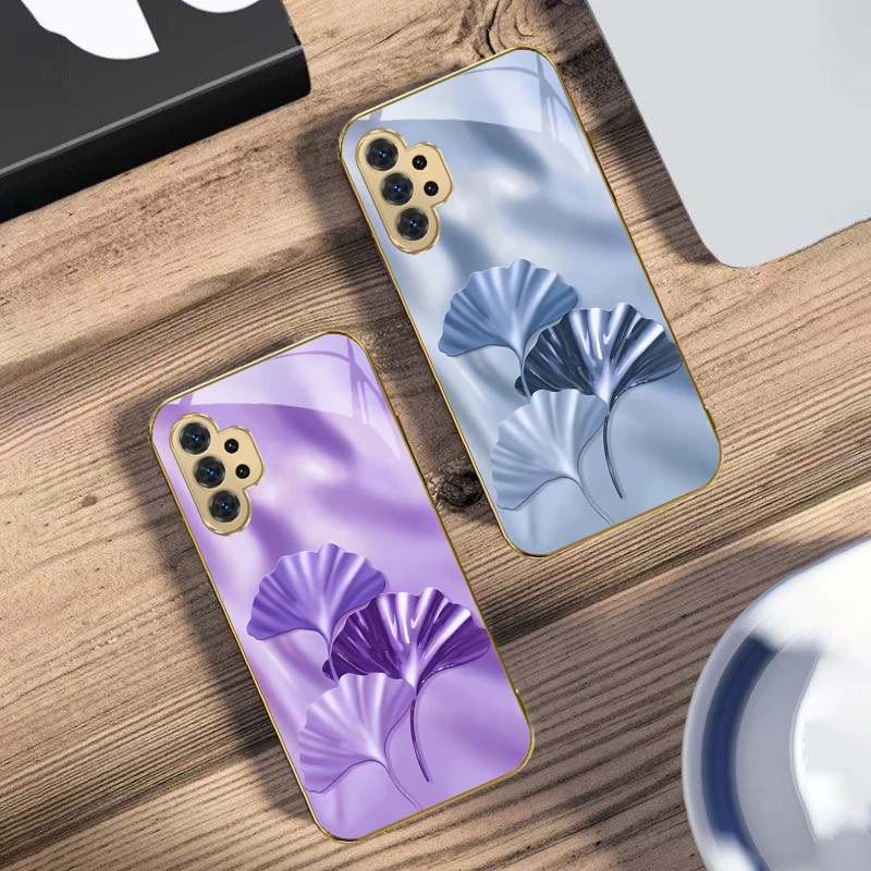 

Luxurious Ginkgo Leaves For Samsung A 31 32 33 34 35 14 15 13 16 25 26 50 52 53 54 55 56 70 71 72 73 Golden glass phone case