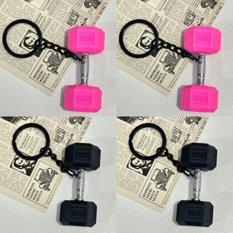 4 Stück 3D-Sport-Hantel-Schlüsselanhänger für Fitness-Enthusiasten, Schlüsselanhänger, kreativer Auto-Schlüsselanhänger, PVC-Sport-Schlüsselanhänger, Charm-Taschenanhänger – Detail 6