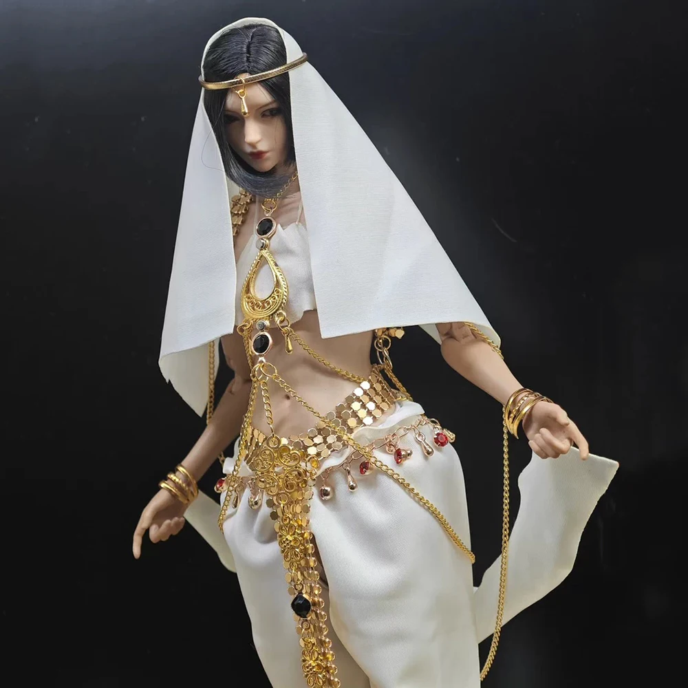 

Костюм танцовщицы в масштабе 1/6: сексуальный бюстгальтер-халтер, свободные брюки с золотой цепью для 12-дюймовой фигурки-игрушки