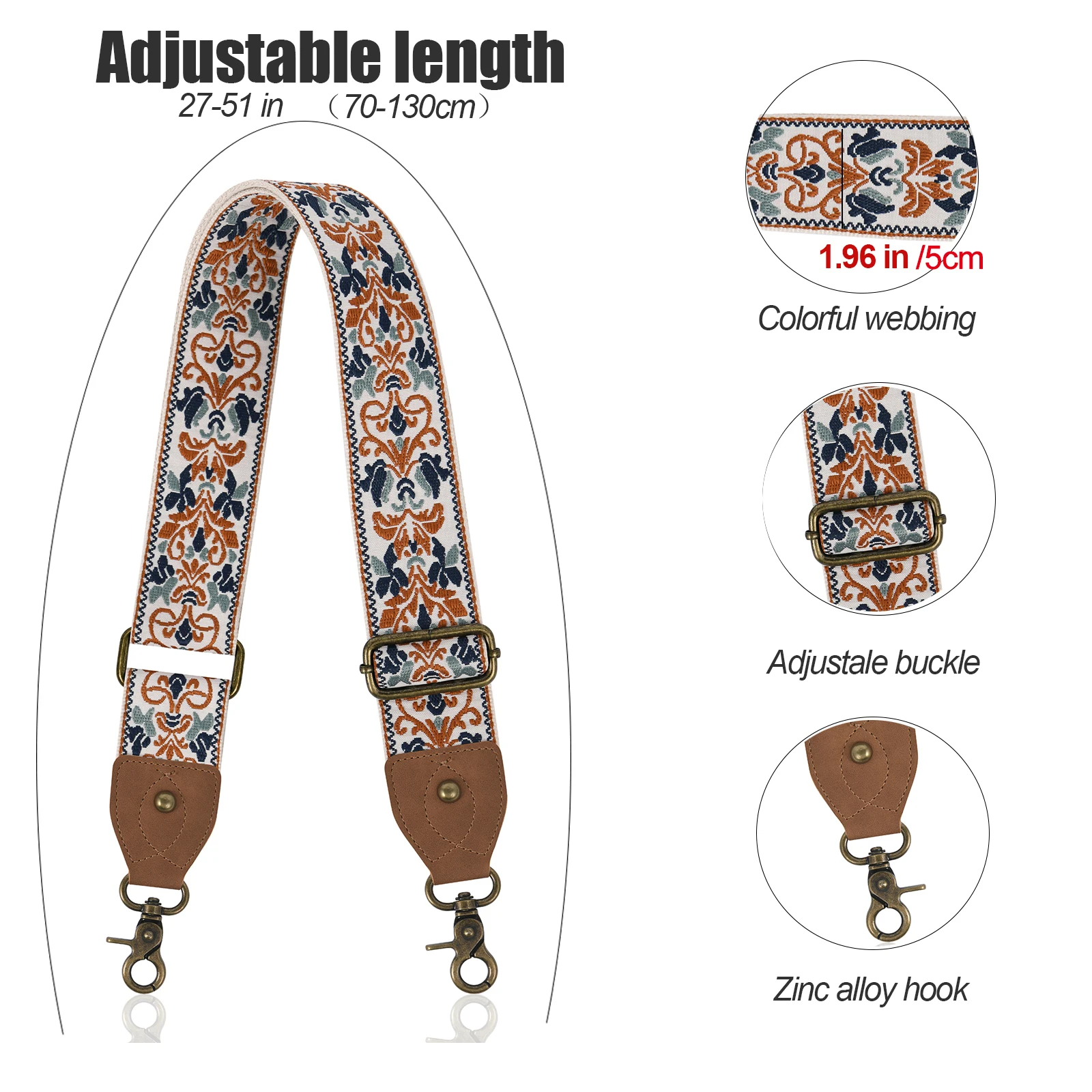 Ethnic Embroidery Wide Purse Straps For Women Shoulder Crossbody Bags,Replacement Guitar Strap,Wide Purse Strap For Handbags