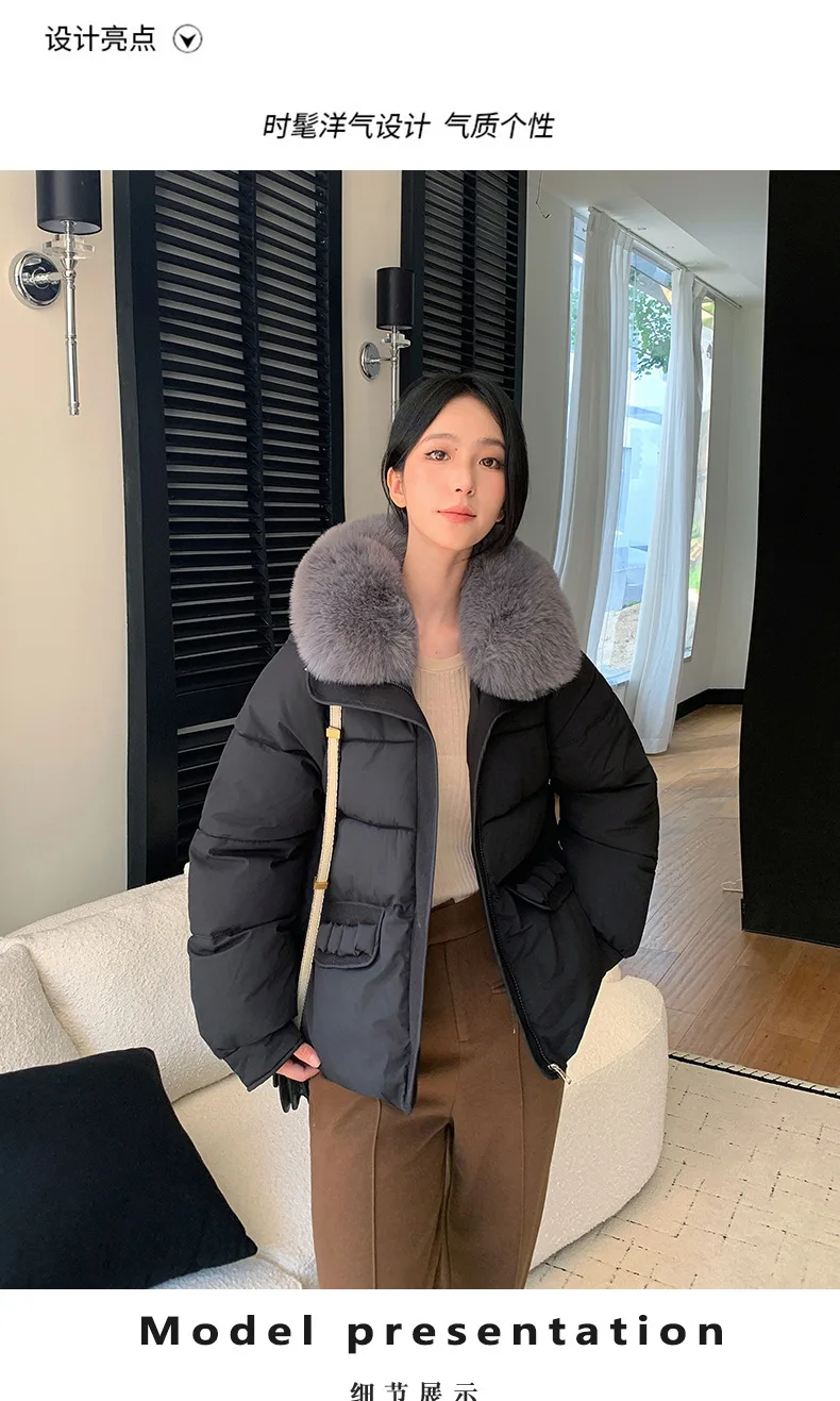 Simple Faux Fur Collar Padded Parka Women Thick Warm Winter Puffer Jacket 2026 Ladies Office Wear Casual Solid Zipper Outerwear