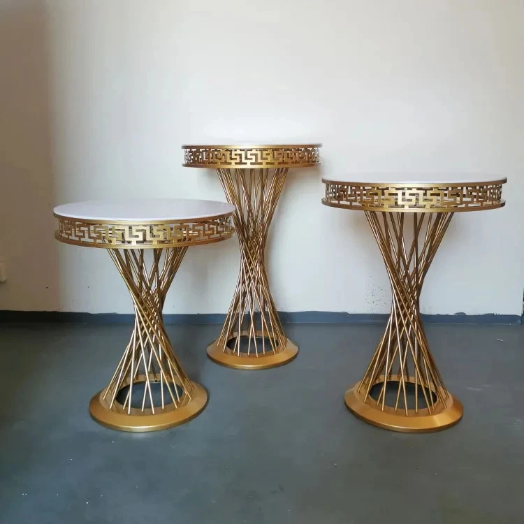 Shiny Galvanized Gold Party Background Pedestal Stand Flower Balloon Arch Pedestal Table Column Cake Stand Wedding Desser