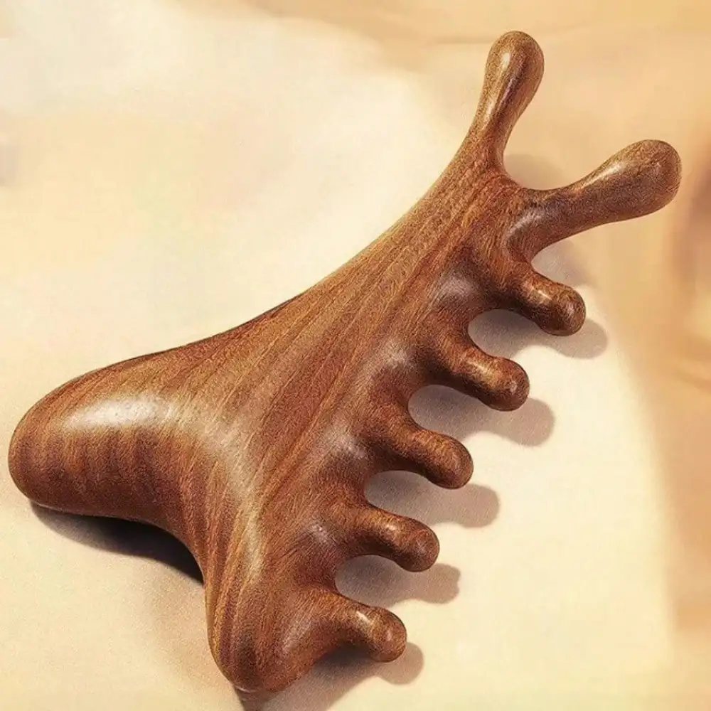 

Массажер для головы и тела, инструмент для массажа шеи и лица, для ухода за здоровьем, меридианный массажер для кожи головы, сандаловая расческа 4-в-1, массажер для акупунктурных точек, скребок для носа