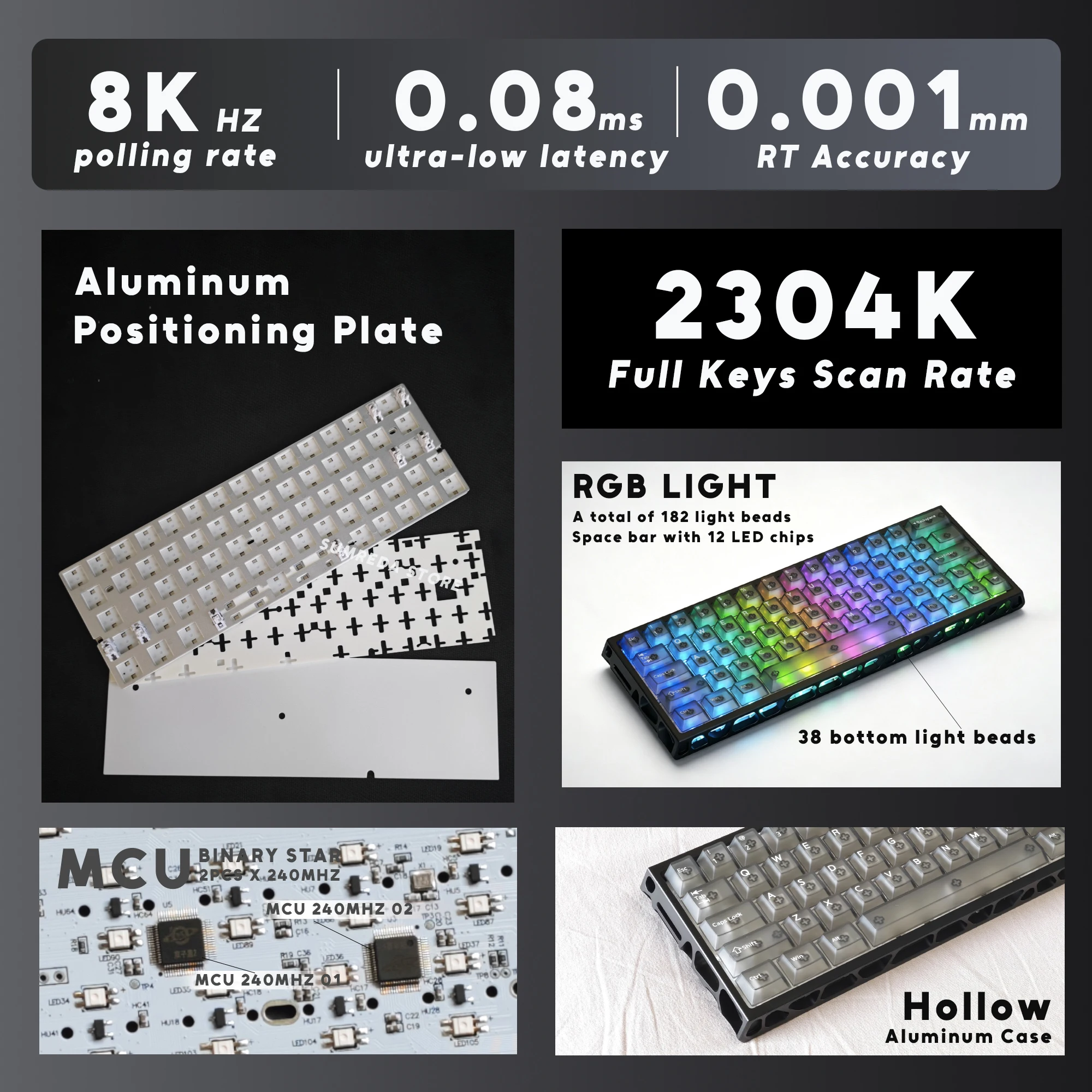 Everglide AE64 Max AE64 Pro Upgraded Gaming Magnetic Mechanical Keyboard Rapid Trigge 0.001,8KHZ,0.08ms Delay,Gamer Keyboard