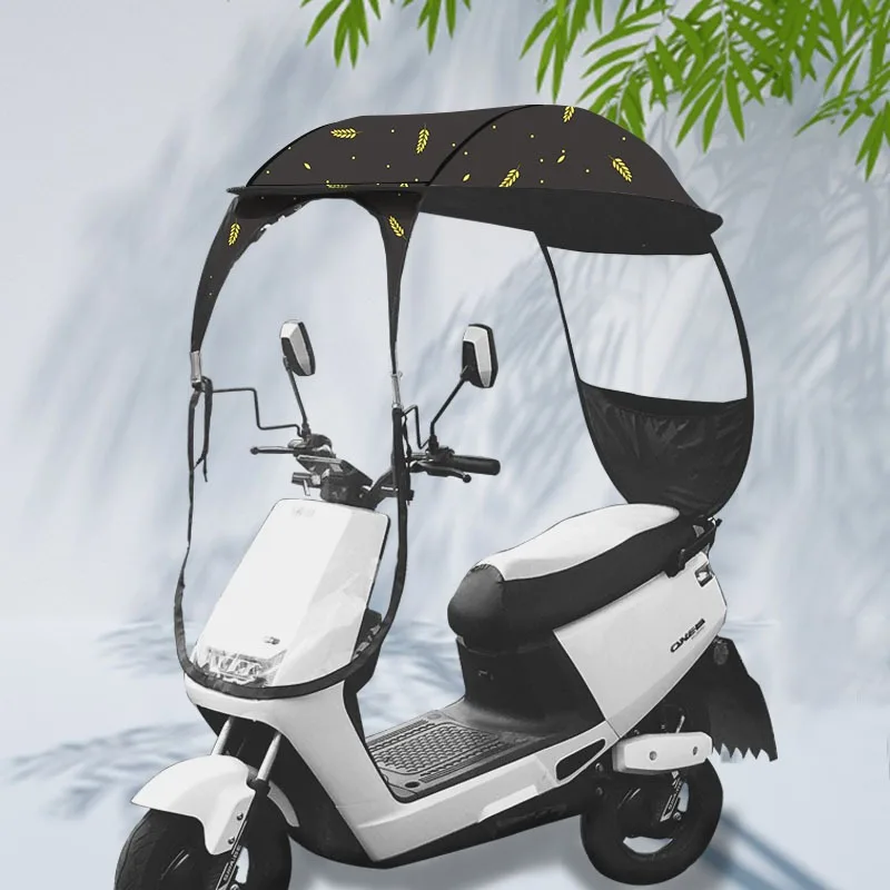 

New Detachable E-Bike Umbrella - Heavy Duty 600D UPF50+ Sun Shield, 4 Seasons Black