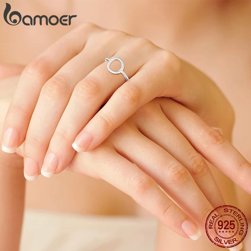 Women's 925 Sterling Silver Hollow Circle Ring