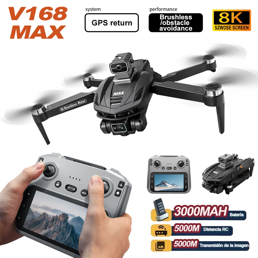 

For Xiaomi V168 GPS MAX Drone with 8K Professional HD Camera 5G WiFi Brushless Obstacle Avoidance Folding Quadcopter FPV Drones