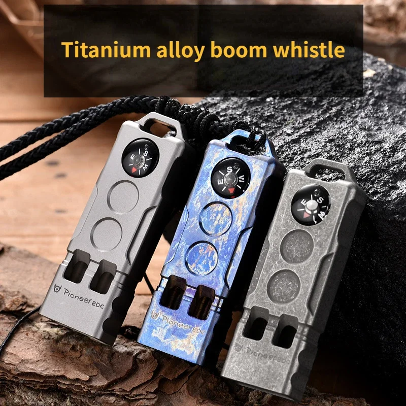 Compass Survival Whistle Two-for-one Tube Outdoor Wilderness Adventure Treble High-decibel Boom Titanium Whistle