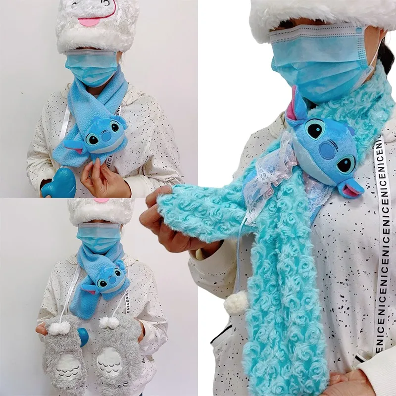

Disney Stitch Trendy Plush Scarf Anime Character Girl Cute Super Soft Scarf Boy Versatile Warm Scarf Children's Birthday Gift