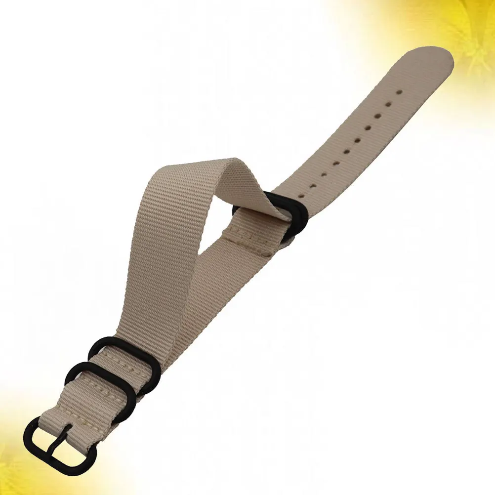 

1Pcs 22mm Beige Nylon Watch Band Durable Smooth Texture Ergonomic Design for Comfortable Wearing and Replacement