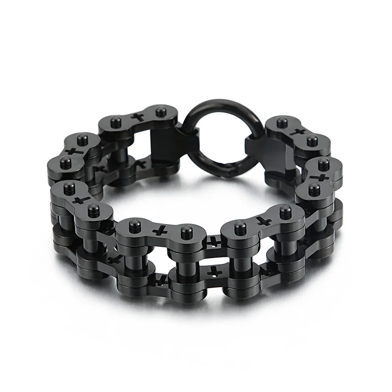 

Fashion Men Creat Silver Color Black Gold Engine Bike Titanium Cross Rock Locomotive Bicycle Bike Bracelets Jewelry