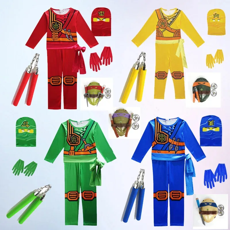 

2025 New Halloween Movie Cartoon Ninja Cosplay Costume Tortoise Armor Toy Action Character Leo Laf Mikey DonFigure Cosplay Props