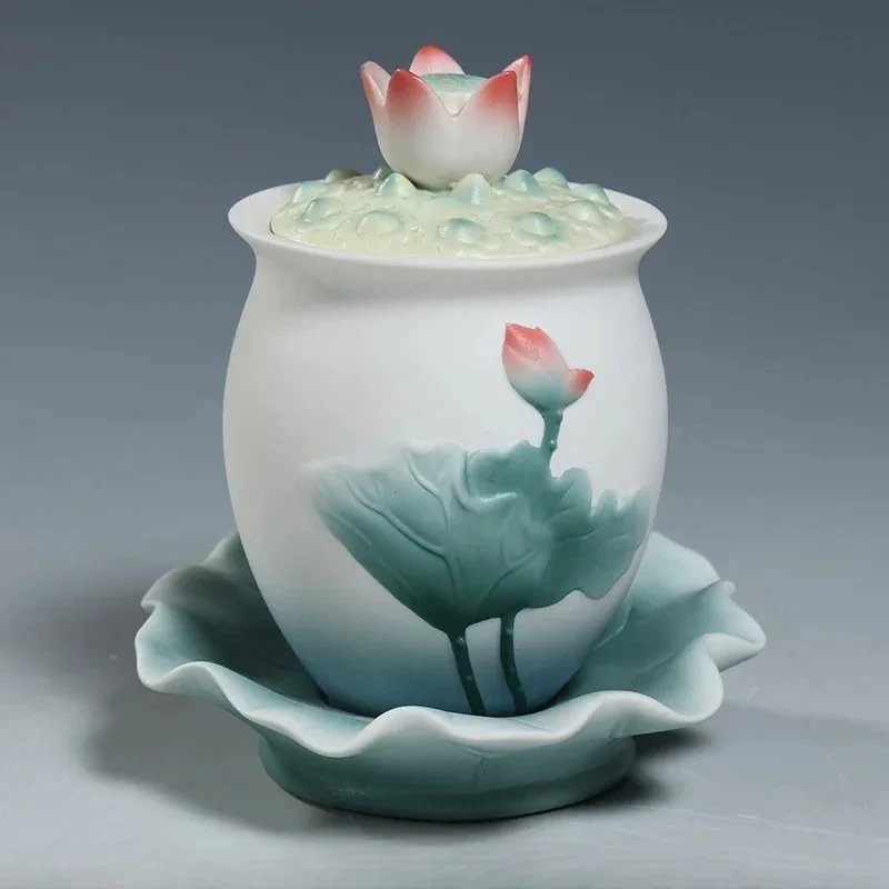 1PCS Ceramic Lotus Buddha Utensils Household Offerings Incense Burners Vases Cups Plates Feng Shui Ornaments