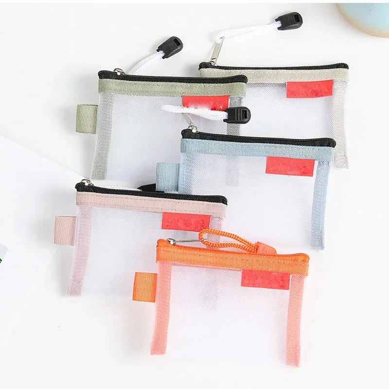 1-5 pezzi mini borse per monete in rete soldi auricolari linea dati borsa di immagazzinaggio porta carte di credito custodia con cerniera borse piccole portatili da viaggio