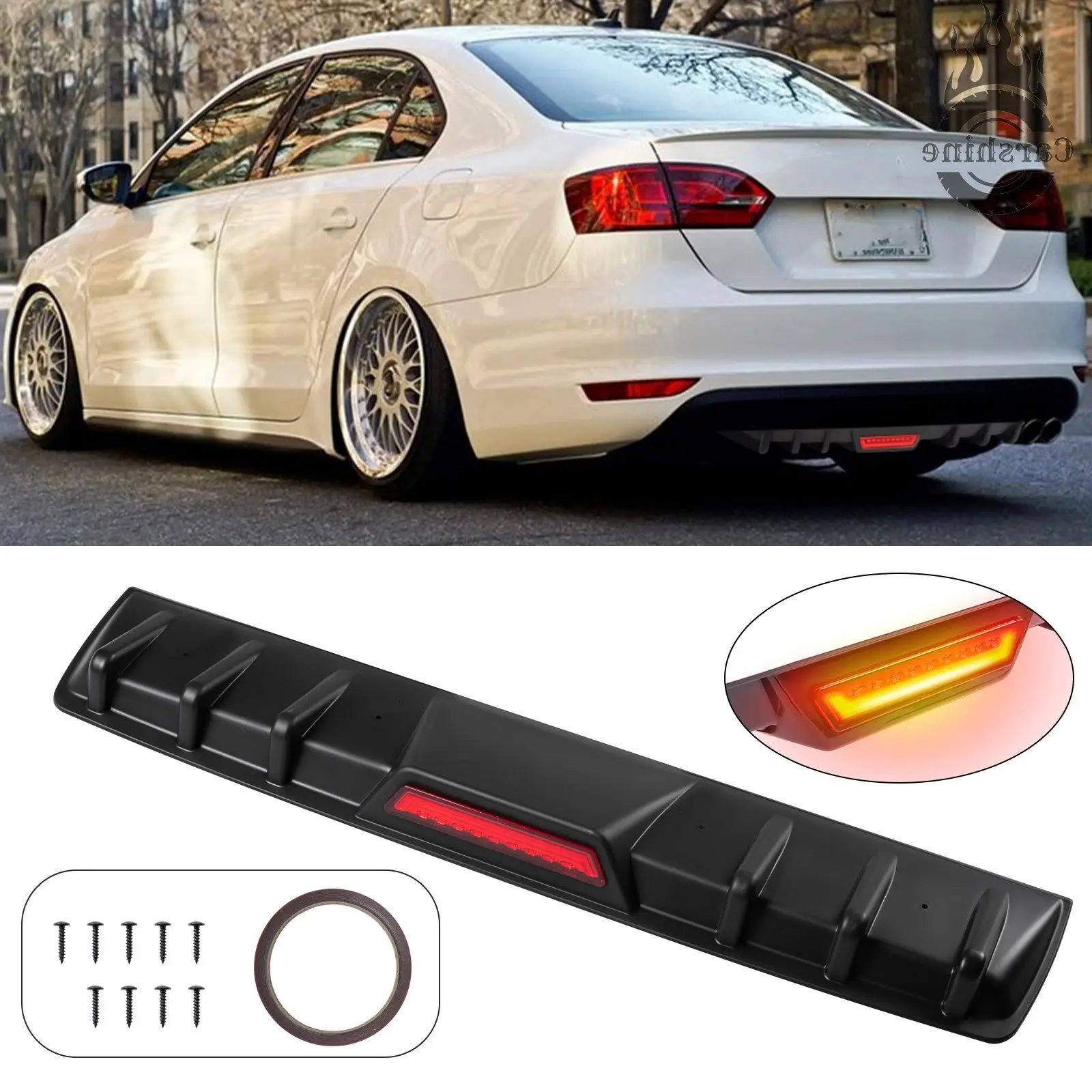 

For VW Jetta MK5 MK6 Matte Black 6 Shark Fin Rear Diffuser Bumper Spoiler Lip New