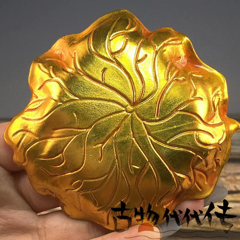 Gilt Frog lotus leaf pen washer Ornament Decoration Tea Pet Figurines Desk Decor Accessories