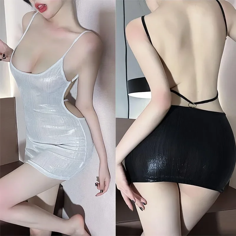 Hot Dress Deep V Chestless Nightclub Bar Tight Bag Hip Open Back Teasing Sling suit for sex games dresses for women Female dress