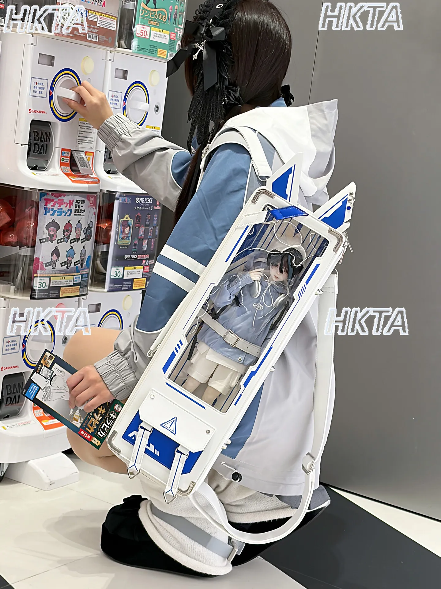 

Японская функциональная двухмерная сумка-рюкзак для женщин, весна 2026, новая, милая, мультяшная, большая вместимость, белая, для девочек