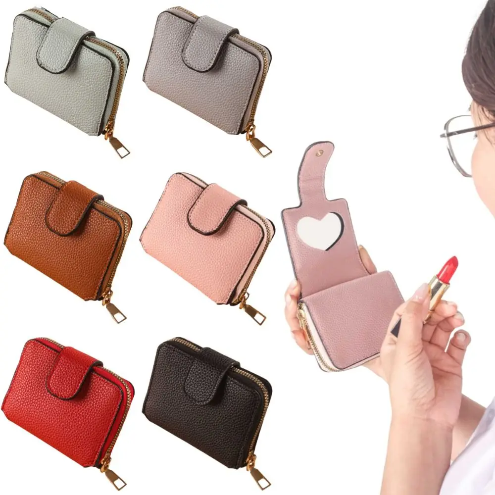 

Gift PU Leather Women's Wallet 2 Folds Anti-theft Credit Cards Holder Korea Style Solid Color Mini Coin Pocket Unisex