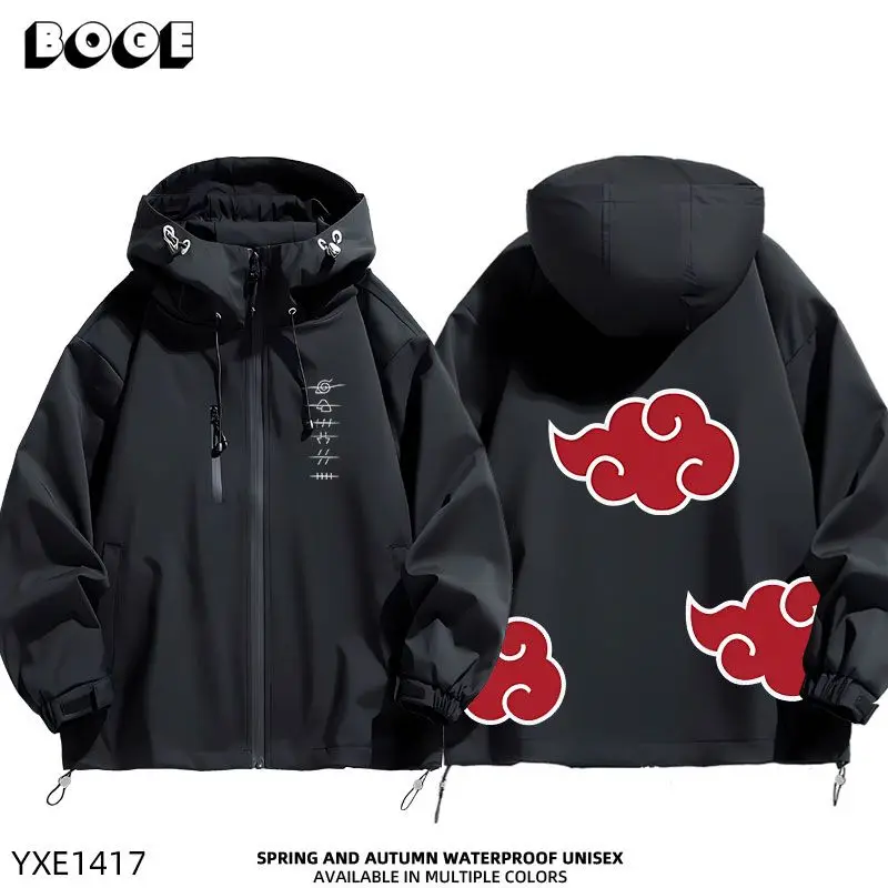 Naruto Akatsuki anime cartoon cute windbreaker anime style for boys and girls couples spring and autumn hooded coat jacket gift view 3