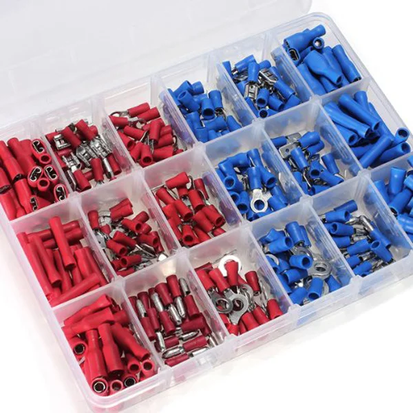 

360Pcs Insulated Crimp Terminals 9 Types Red PVC Tinplate Electrical Wiring Connectors Kit Insulated Terminals