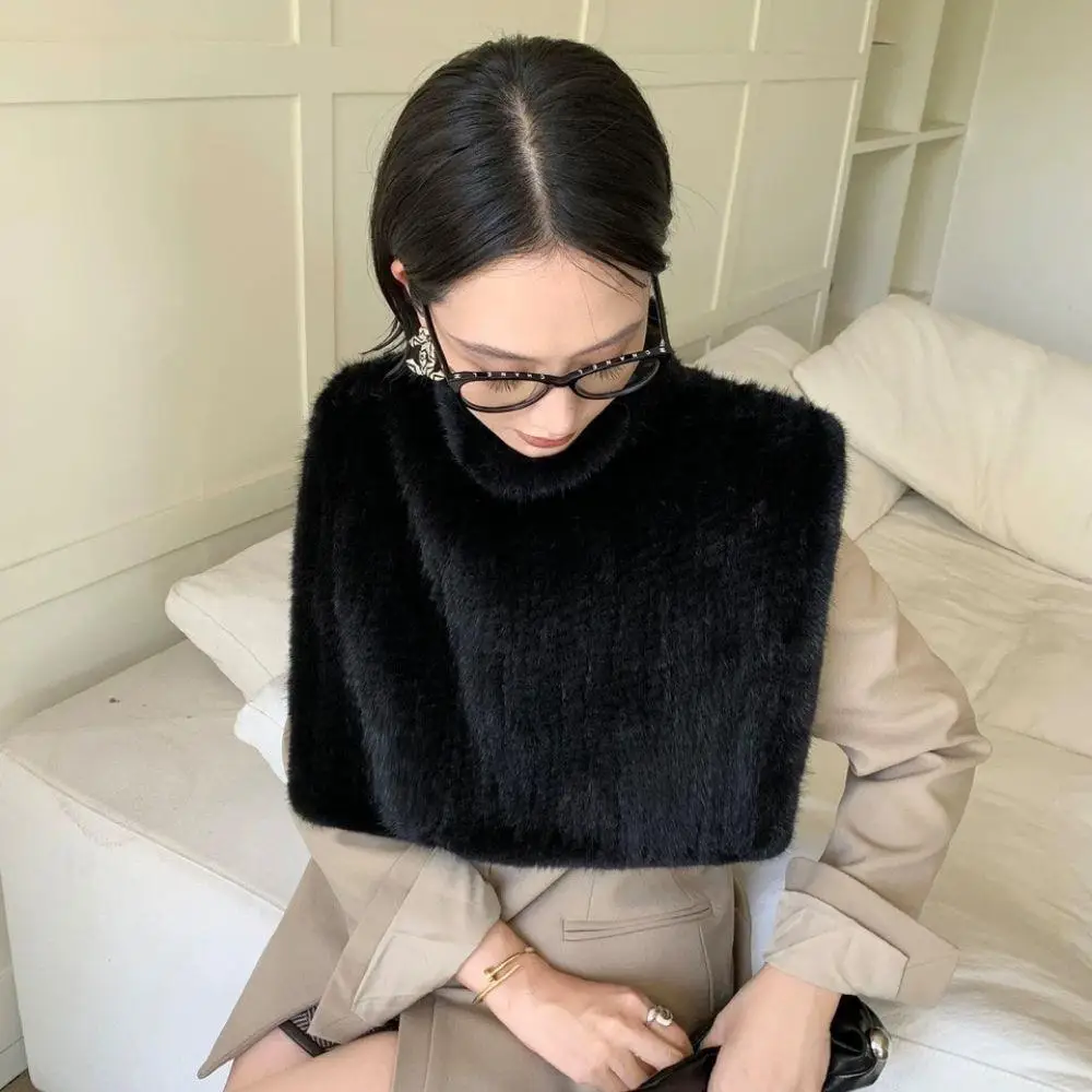 

Зимняя мода 2025 года, полуводолазка, пушистый топ без рукавов, лоскутный короткий пуловер, топ, осенняя женская одежда, уличная одежда