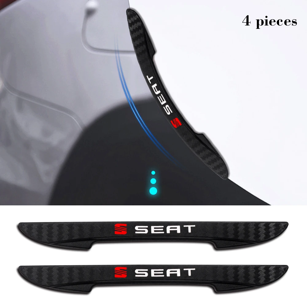 4Pcs Car LOGO Side Door Anti-collision Scratch Strip Edge Guards Trim For Seat Leon 5f Ibiza 6l 6j Leon 1p Cushion Accessories