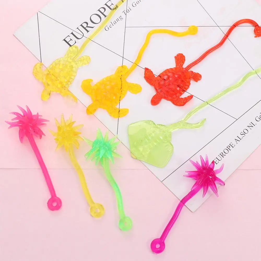 5 pezzi di animali dell'oceano giocattoli appiccicosi estensibili gadget giocattoli artiglio colorato giocattoli bavaglio complicati mini elastico