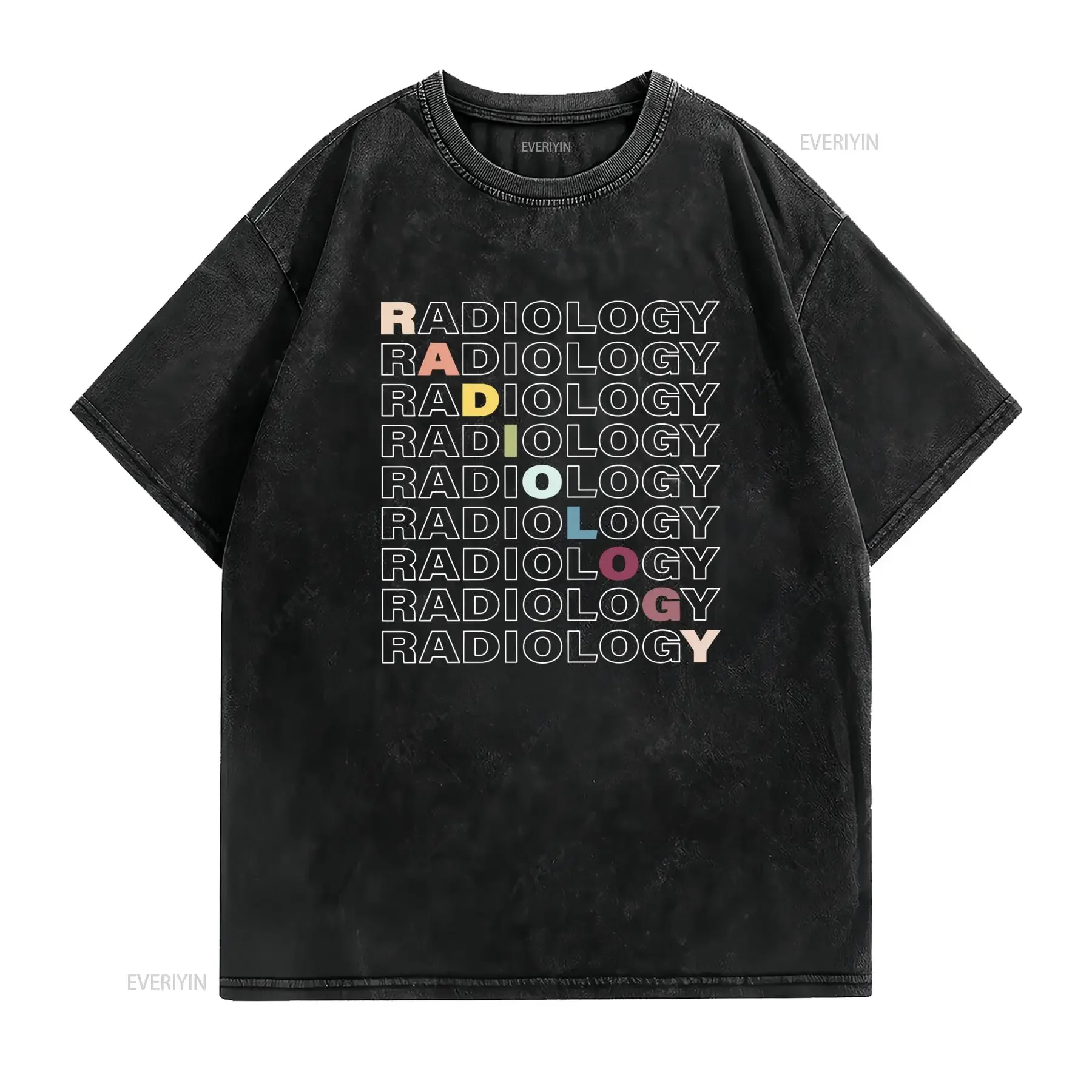 Streetwear Cool Radiology Typography Print Casual T Shirt vintage Washed Stylish Unisex graphic Slightly Breathable Soft homme