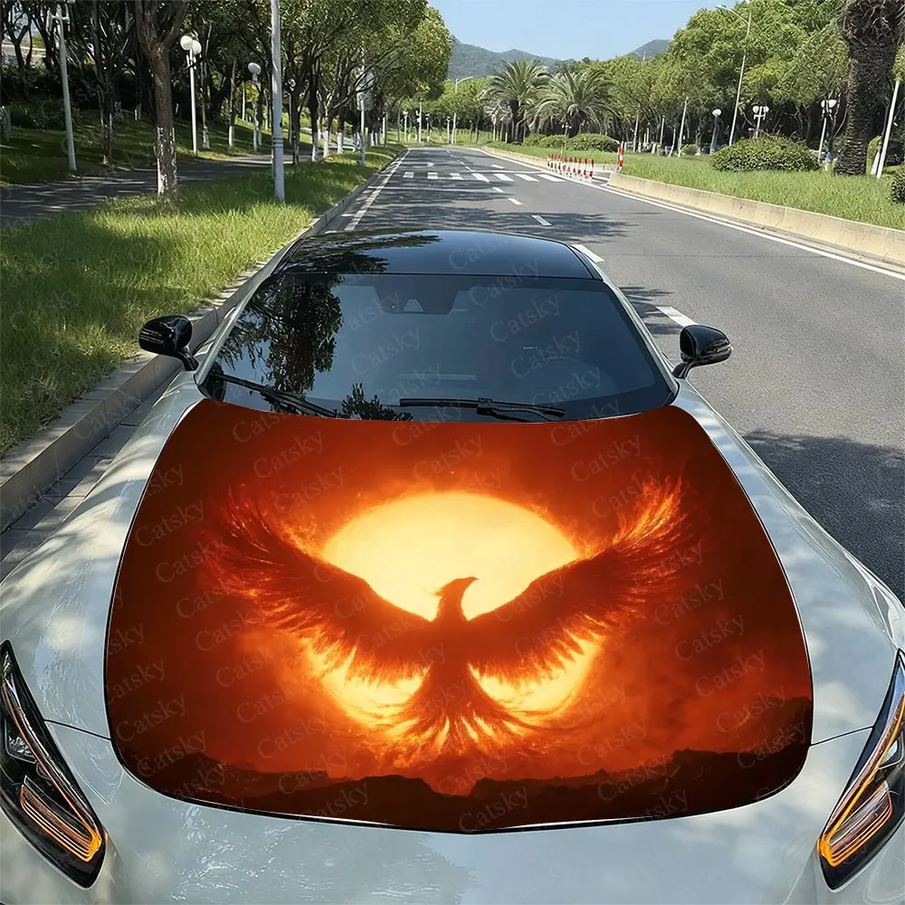 

Fireball Phoenix Car Vinyl Wraps, Engine Hood Decals, Splash-Resistant Features, Easy To Remove, Suitable For Hood Decoration.de