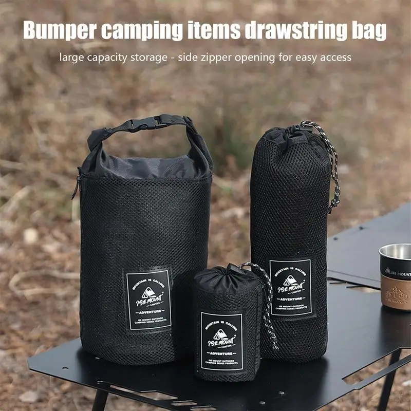 Portable Outdoor Drawstring Bag Picking Pouch Collapsible Berry Puch Storage Bushcraft Bag Hiking Camping With Drawstring