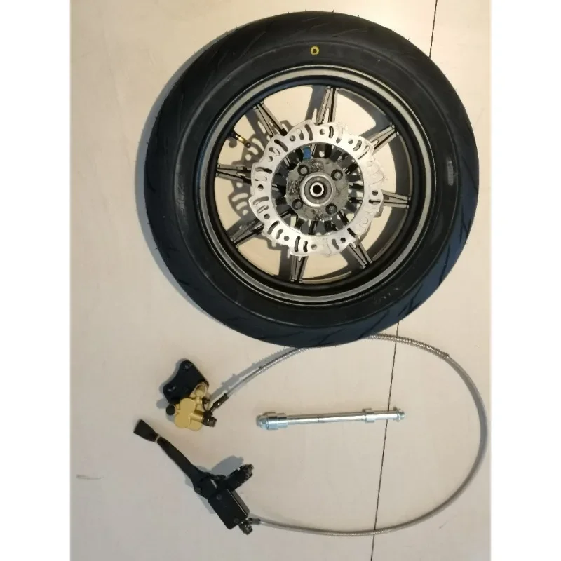 Aluminum front wheel set includes aluminum front wheel, disc brake, axle