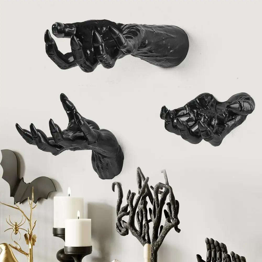 Halloween Wall Decoration Scary Witch Devil Hand Sculpture Reach Out 3D Through Wall Figure Wall Art Home Indoor Decoration