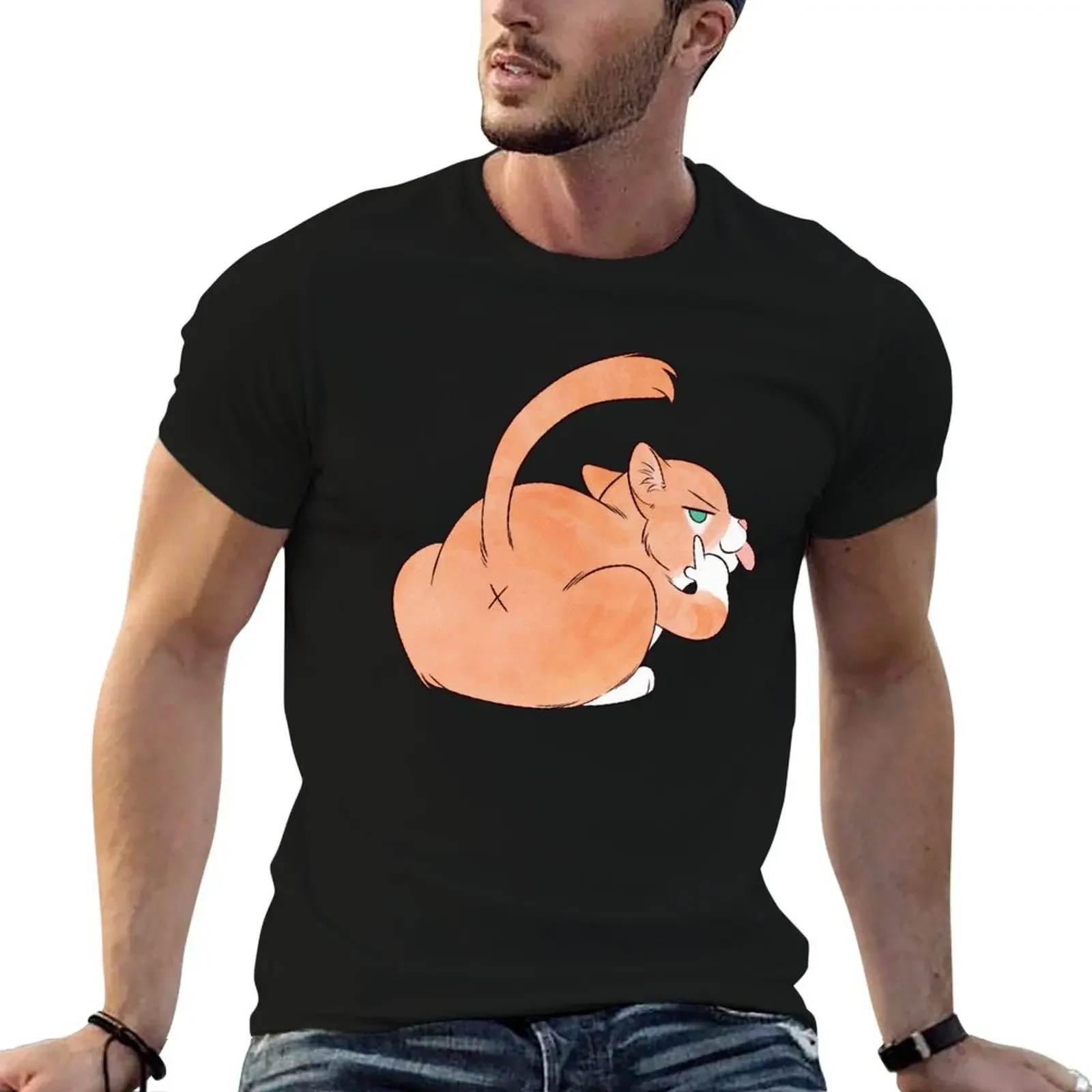 

Cat Butt T-Shirt street wear blanks quick drying mens clothes