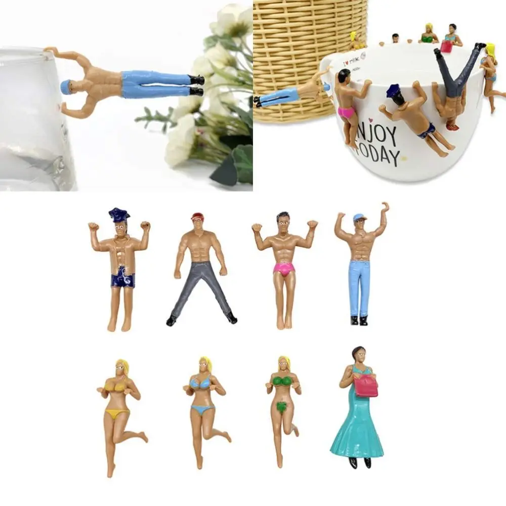 Marcadores de copa de vino de cóctel, adornos de copa de estilo aleatorio, etiquetas de vino, marcador de bebida de vidrio, figuritas de acción, adornos de copa de muñeca