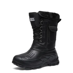 Tafn botas de neve ao ar livre masculinas de inverno, botas de pesca, tubo alto de ciclismo ao ar livre quente e impermeável, botas de pesca resistentes ao frio