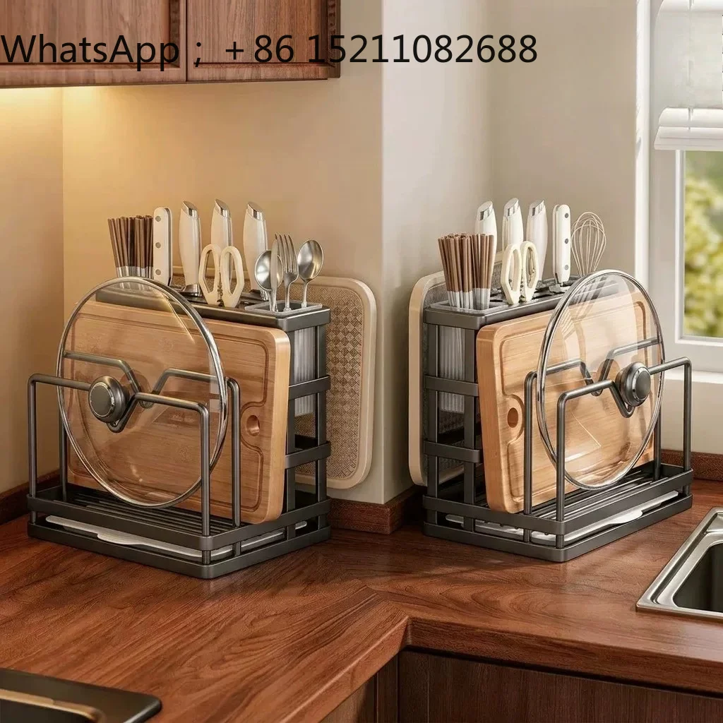 LLY Kitchen Kitchenware Knife Holder Shelf Kitchen Knife Chopsticks Storage Rack Stainless Steel Cutting Board