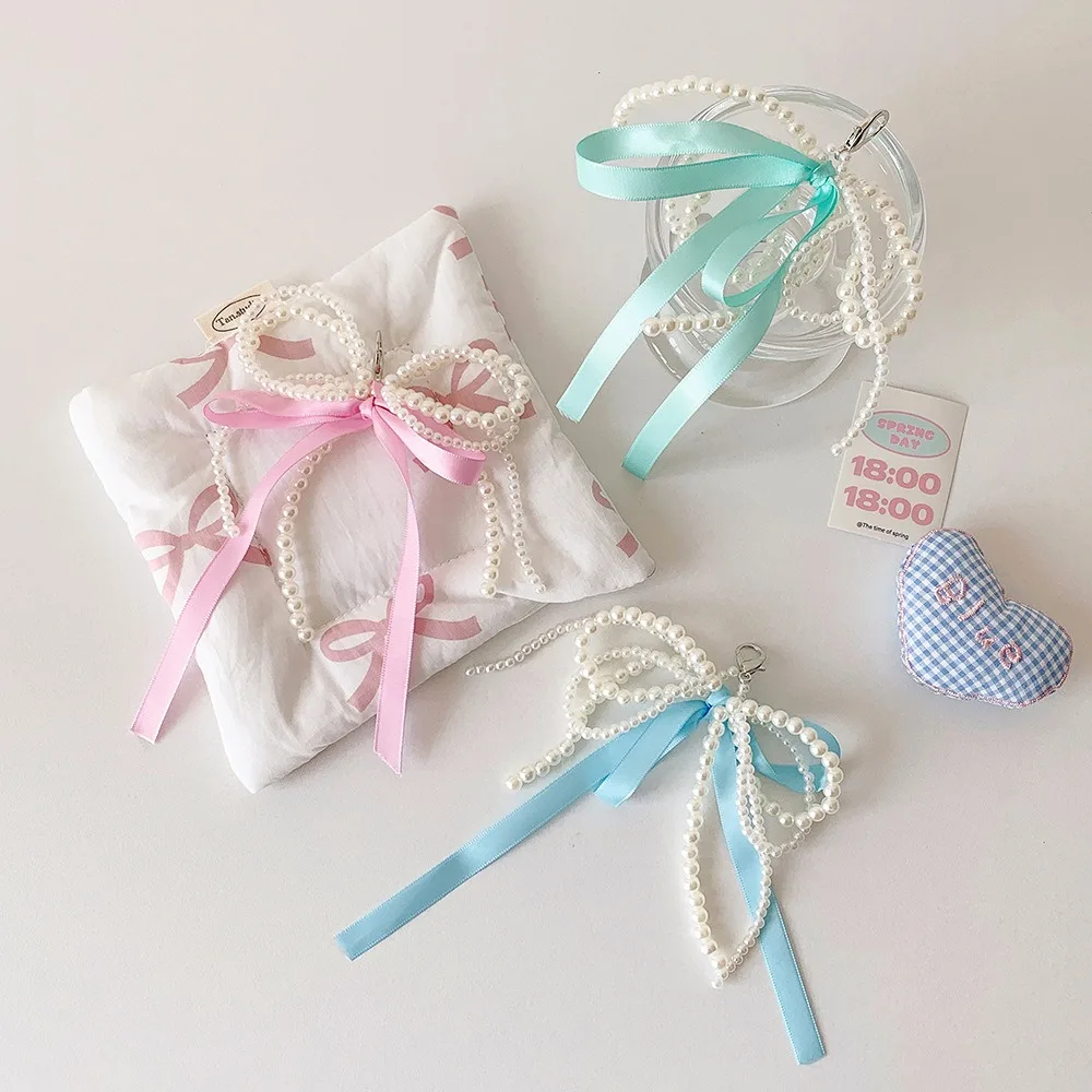 With Keychain DIY Ribbon Photocard Holder Love Heart Pendant Hanging Decoration Idol Card Display Protector Korean Style Picture