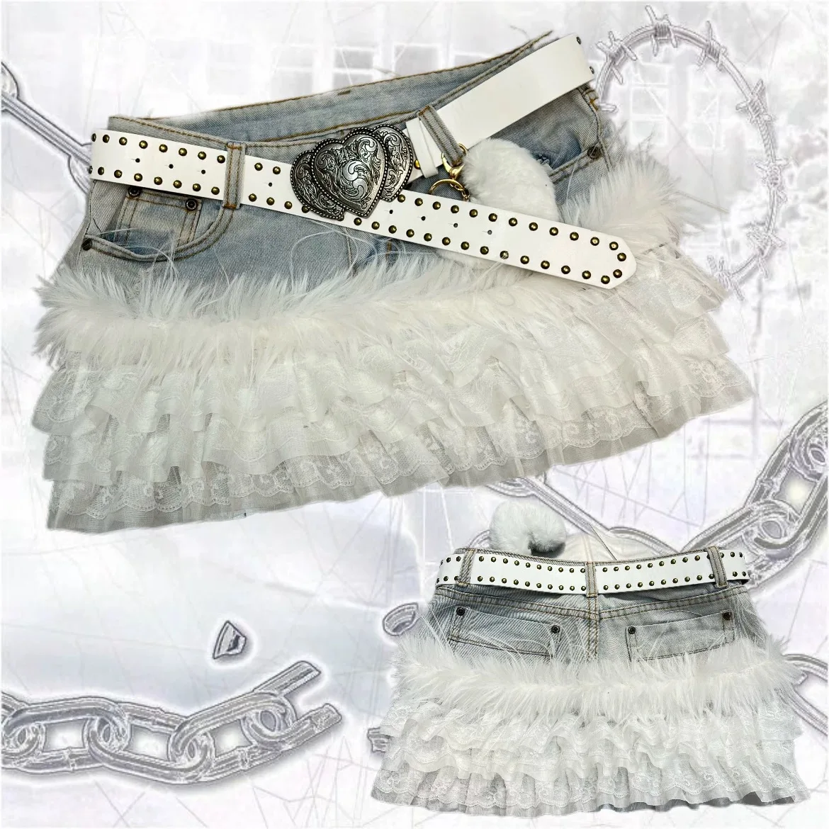 White lace with belt