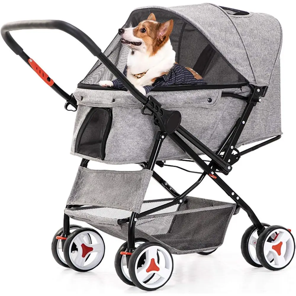 

4-колесная коляска для домашних животных для собак и кошек, дорожная тележка для домашних животных от маленьких и средних животных