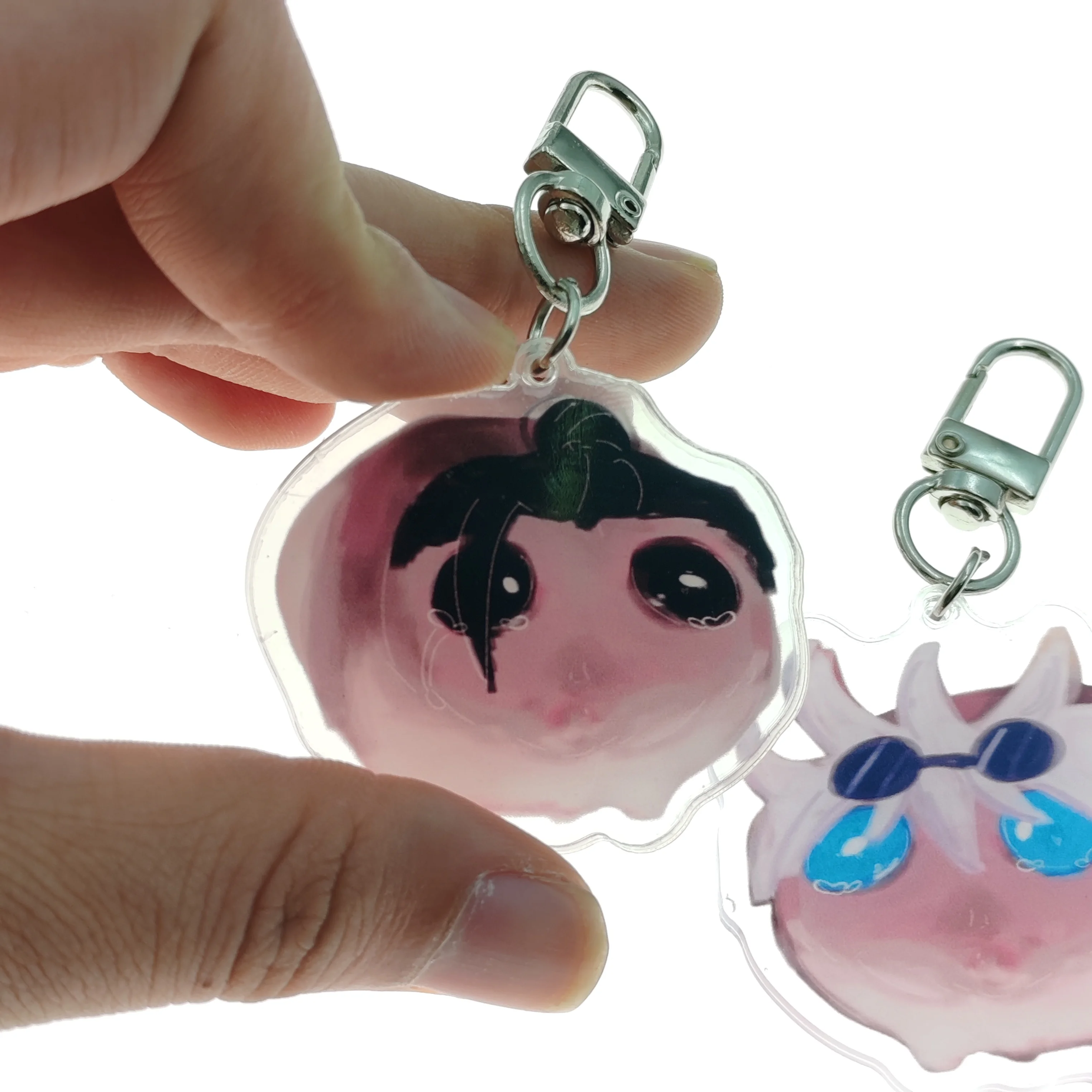 JJK Sad Hamster Meme Keychain, Anime-Inspired Student Couple Charm, with Blue Eyes, for Phone & Bag Decoration